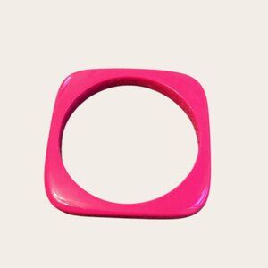 Square Pink Resin Bangle Bracelet 2.5" Inside Diameter